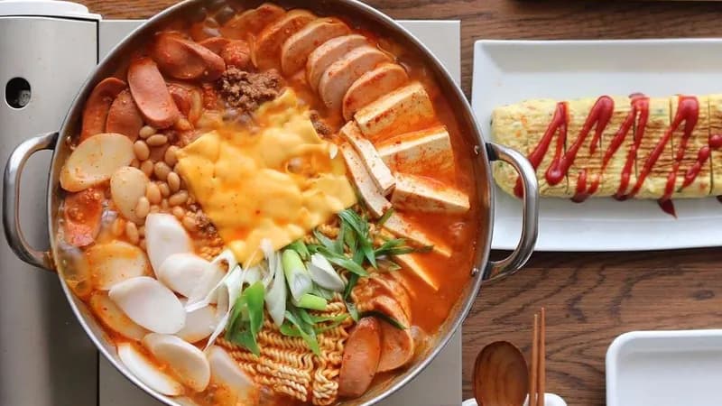 부대찌개 재료 준비 사진